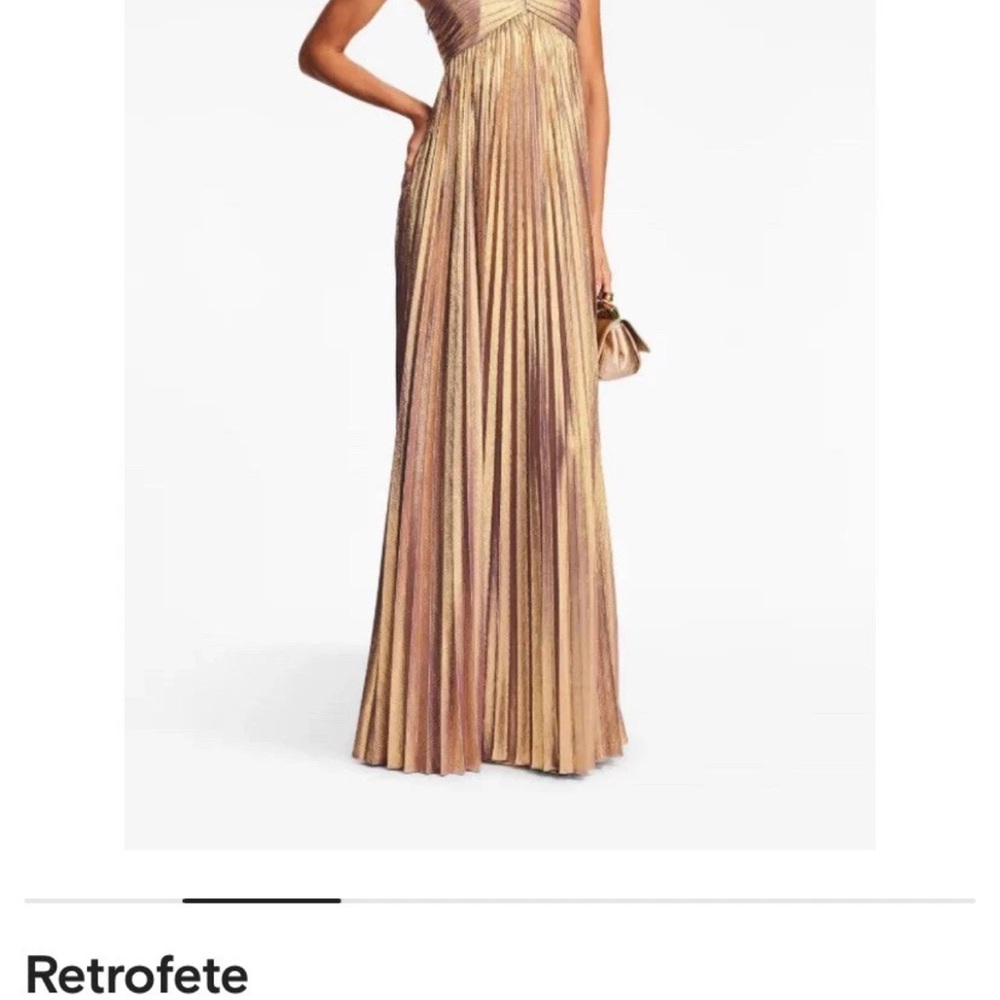 Gold Pleated Strapless  Gown - Picture 5 of 10